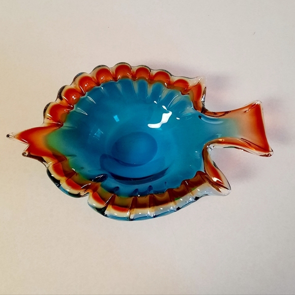 Vintage Art Mcm Art Glass Fish Shaped Bowl Ashtray Poshmark